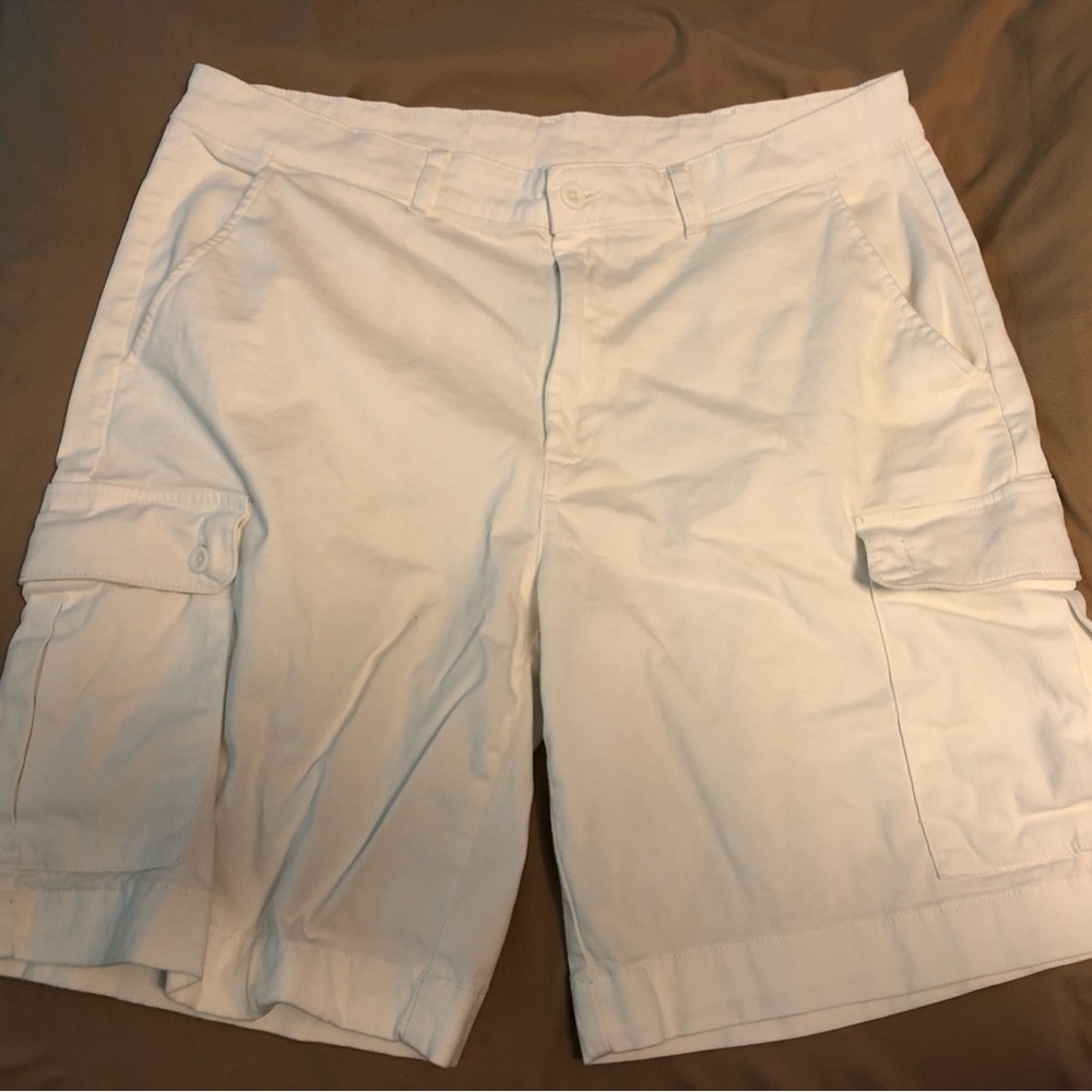 White Cargo shorts